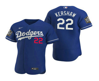 Men Los Angeles Dodgers #22 Clayton Kershaw Royal 2020 World Series Authentic Flex Nike Jersey->los angeles dodgers->MLB Jersey